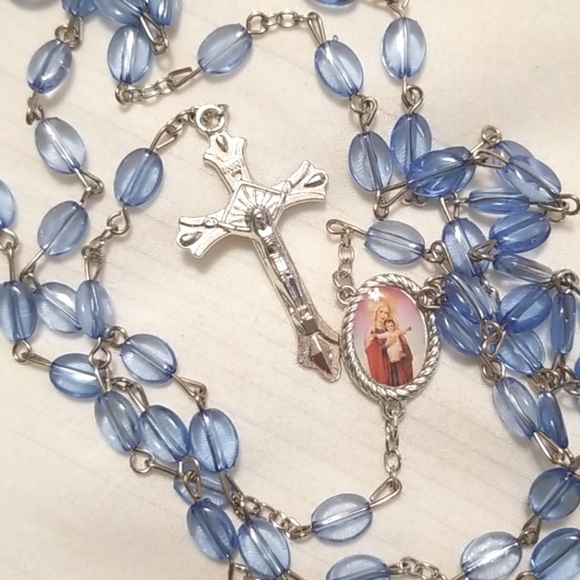 Jewelry - Silver Blue Rosary Cross Crucifix